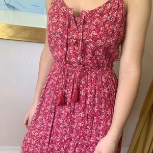 11. Hollister- S, red floral with front tie up